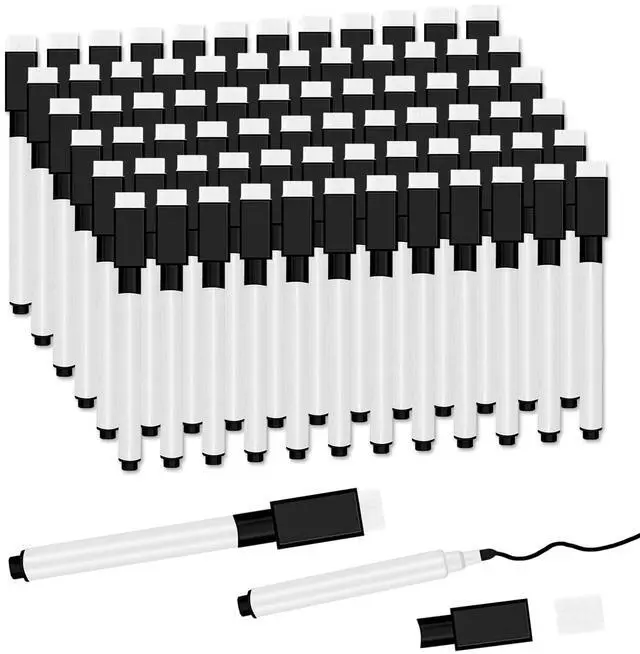 Main image of 72 Pcs Black Magnetic Dry Erase Markers, Fine Point, Eraser Cap | Mini Dry Erase Markers Bulk, for Teachers, Students, Office & School Supplies, White Board Use