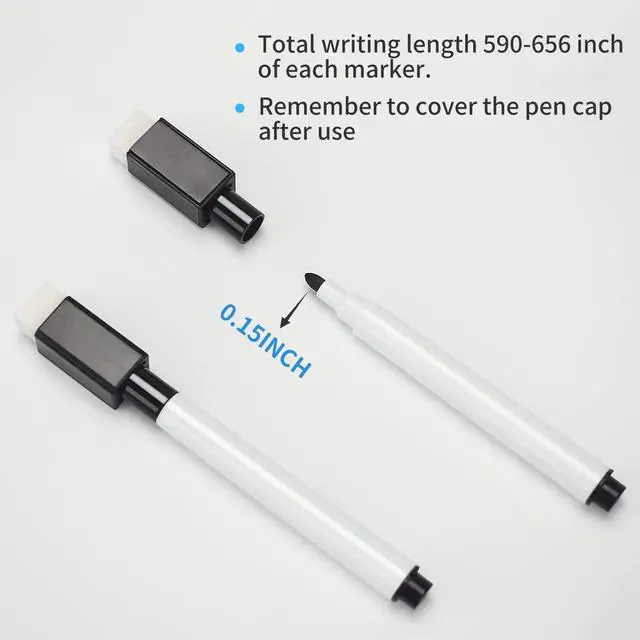 Alt view image 3 of 6 - 72 Pcs Black Magnetic Dry Erase Markers, Fine Point, Eraser Cap | Mini Dry Erase Markers Bulk, for Teachers, Students, Office & School Supplies, White Board Use