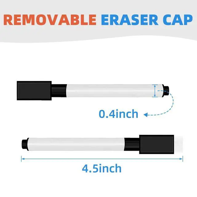 Alt view image 2 of 6 - 72 Pcs Black Magnetic Dry Erase Markers, Fine Point, Eraser Cap | Mini Dry Erase Markers Bulk, for Teachers, Students, Office & School Supplies, White Board Use