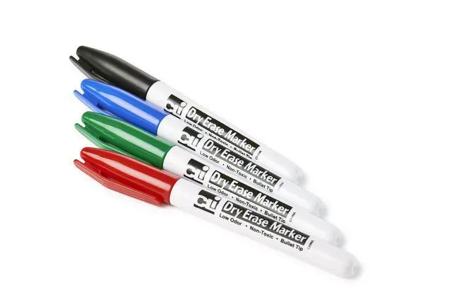 Alt view image 3 of 3 - Dry Erase Markers, Pocket Style with Bullet Tip, Assorted Colors, 4-Pack (47804)