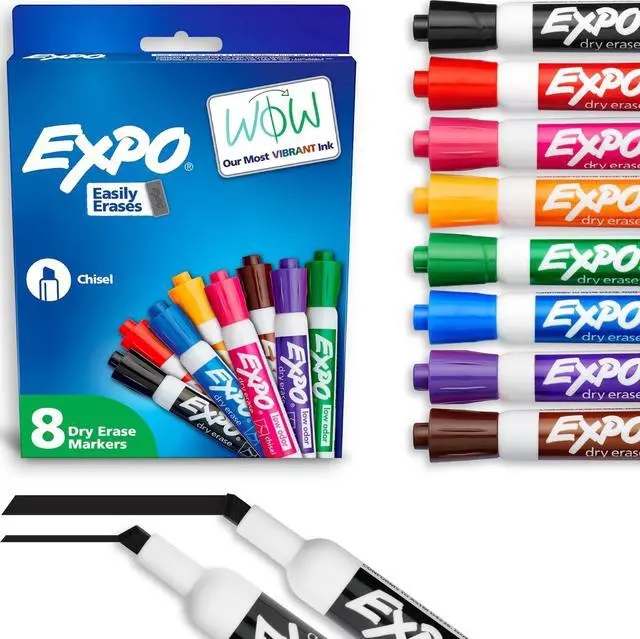 Main image of Dry Erase Markers, Low Odor Ink, Chisel Tip, 8 Count - Whiteboard, Calendar, Organization, Essential Supplies for Office, School, Classroom, Teachers