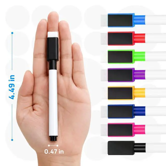 Alt view image 2 of 7 - 60 Pcs Dry Erase Markers, 8 Colors | Fine Tip, Magnetic, Low Odor, Whiteboard Markers with Eraser, Ideal for School, Office and Home