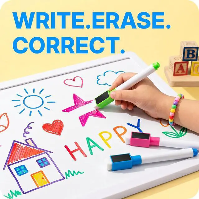 Alt view image 6 of 7 - 60 Pcs Dry Erase Markers, 8 Colors | Fine Tip, Magnetic, Low Odor, Whiteboard Markers with Eraser, Ideal for School, Office and Home