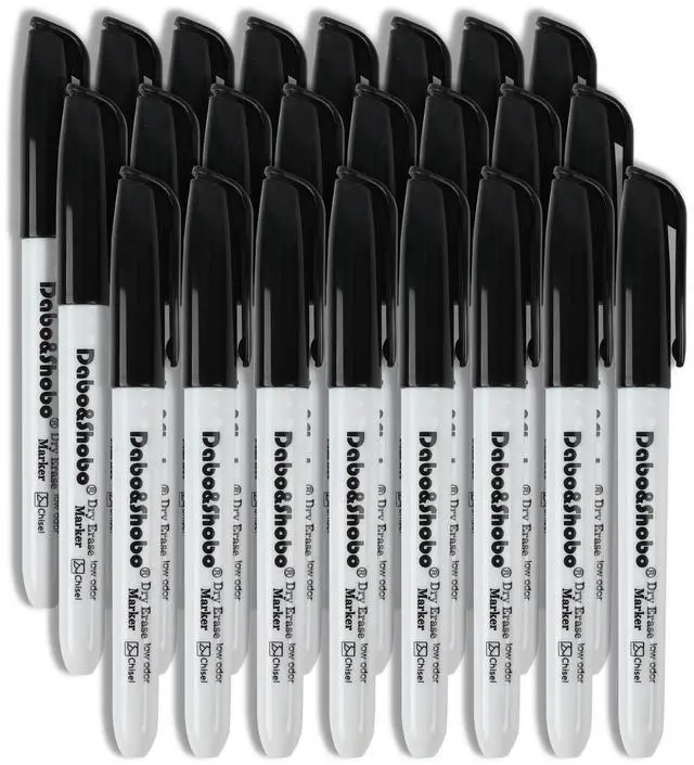 Main image of Dry Erase Markers 24 Pack, Low Odor Black Whiteboard Markers, Chisel Tip, Perfect for Writing on Whiteboard Mirrors Glass In School, Office&Home