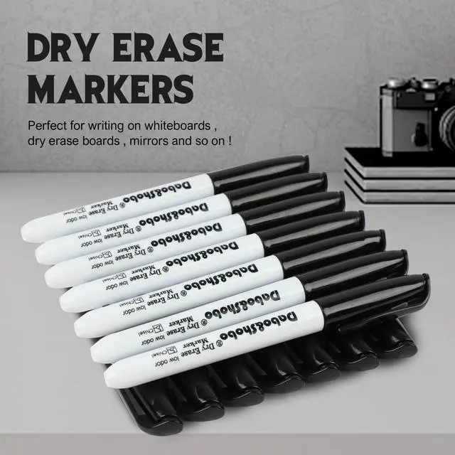 Alt view image 3 of 7 - Dry Erase Markers 24 Pack, Low Odor Black Whiteboard Markers, Chisel Tip, Perfect for Writing on Whiteboard Mirrors Glass In School, Office&Home
