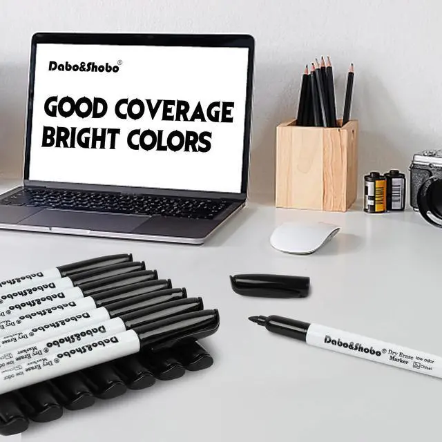 Alt view image 5 of 7 - Dry Erase Markers 24 Pack, Low Odor Black Whiteboard Markers, Chisel Tip, Perfect for Writing on Whiteboard Mirrors Glass In School, Office&Home