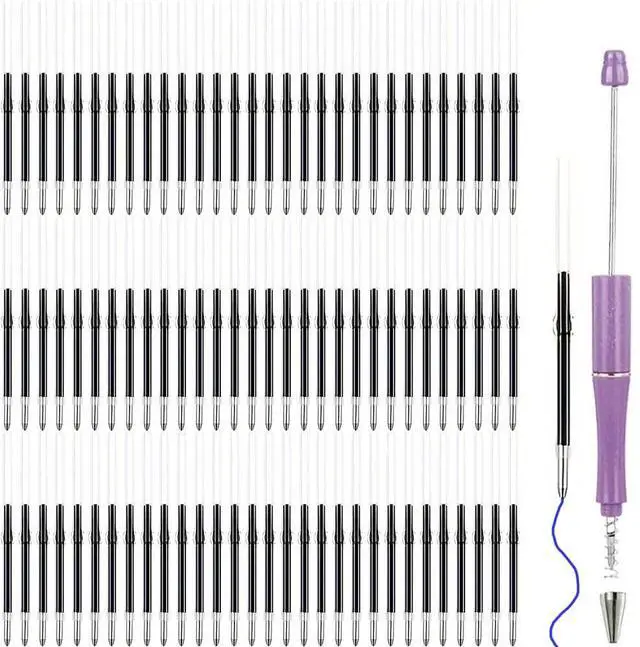 Main image of 100 pcs 2.4inch/6.1cm Blue Ink Beadable Pens Refills, Replaceable Pens Refills, for Plastic Bead Ballpoint Pen Ink Refills