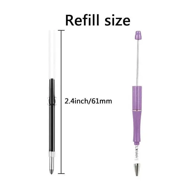 Alt view image 2 of 6 - 100 pcs 2.4inch/6.1cm Black Ink Beadable Pens Refills, Replaceable Pens Refills, for Plastic Bead Ballpoint Pen Ink Refills