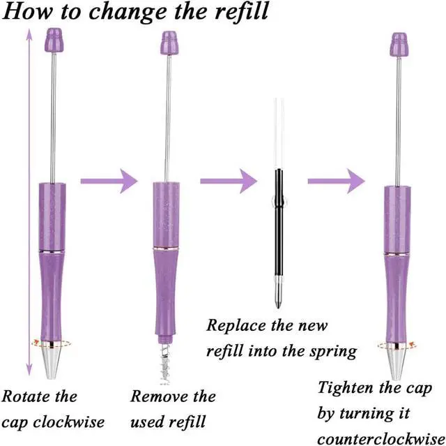 Alt view image 5 of 6 - 100 pcs 2.4inch/6.1cm Black Ink Beadable Pens Refills, Replaceable Pens Refills, for Plastic Bead Ballpoint Pen Ink Refills