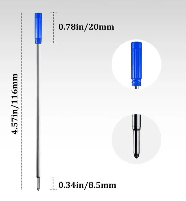 Alt view image 2 of 4 - Blue Ink Refills (10pcs), Replaceable Pens Refills, 1mm Medium Tip - Blue