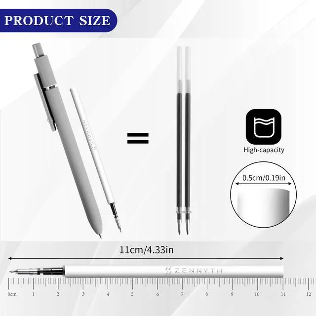 Alt view image 4 of 7 - Gel Pen Refills 0.5 for Click pens, Quick Drying Ink Pen Refills Black Smooth Writing Pens for Journaling School/Office Supplies (0.5 MM Fine Tip Ink Cartridge, Pack of 10)