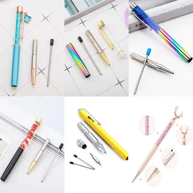 Alt view image 4 of 7 - 2.75'' Black Ink Crystal Pen Refills, Standard D1 Ballpoint Pen Refill (Remove Black Hat), Metal Refills(Pack of 20)