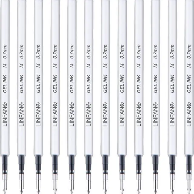 Main image of Black Gel Pens Refills 12Pcs 0.7mm Medium Point Gel Ink Pen Refills | Smooth Writing Retractable Quick Dry Ink Pens Refill for Journaling Writing School Office Supplies (12 Black 0.7mm)