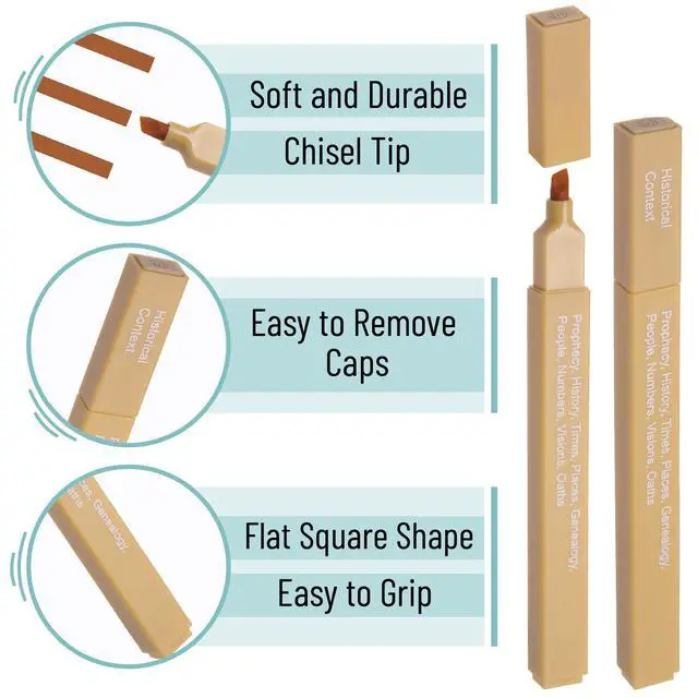 Alt view image 5 of 7 - Bible Highlighters with Color-Coding System, 8 Pack | Soft Chisel Tip, Aesthetic Highlighters Assorted Colors