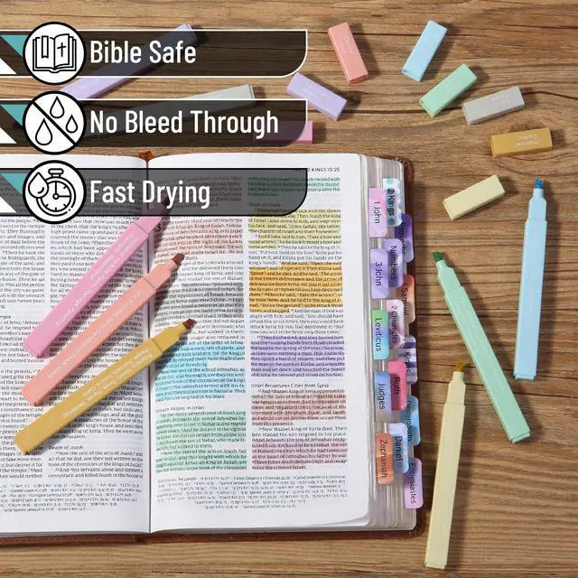 Alt view image 4 of 7 - Bible Highlighters with Color-Coding System, 8 Pack | Soft Chisel Tip, Aesthetic Highlighters Assorted Colors