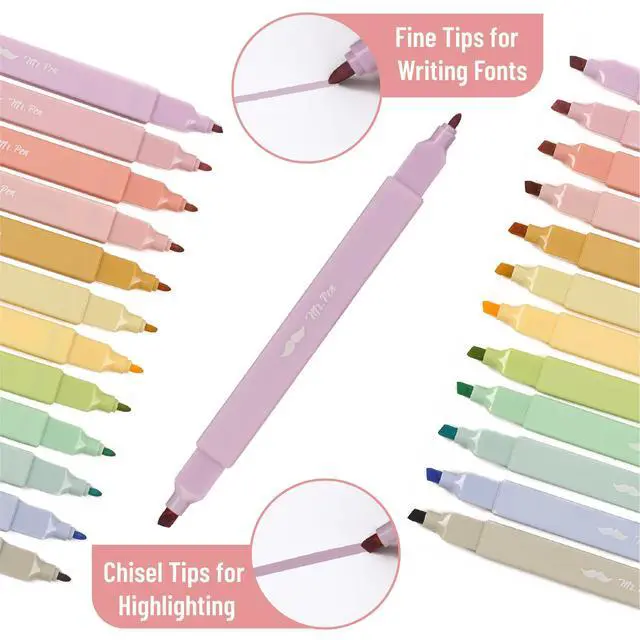 Alt view image 3 of 7 - Dual Tip Aesthetic Highlighters, 12 pcs, Chisel & Fine Tip | Cute Highlighters Assorted Colors for Journaling, Highlighting, Underlining, Fast Dry, Back to School Supplies