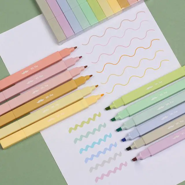 Alt view image 6 of 7 - Dual Tip Aesthetic Highlighters, 12 pcs, Chisel & Fine Tip | Cute Highlighters Assorted Colors for Journaling, Highlighting, Underlining, Fast Dry, Back to School Supplies