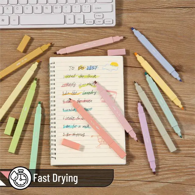 Alt view image 5 of 7 - Dual Tip Aesthetic Highlighters, 12 pcs, Chisel & Fine Tip | Cute Highlighters Assorted Colors for Journaling, Highlighting, Underlining, Fast Dry, Back to School Supplies