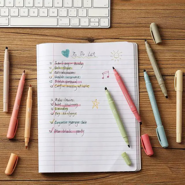 Alt view image 7 of 7 - Dual Tip Highlighters, 8 Pack, Fine & Chisel | Cute Highlighters Assorted Colors, Dual Tip Markers