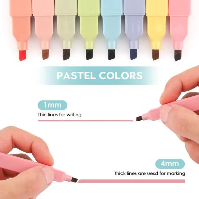 Alt view image 3 of 5 - Highlighters, Assorted Colors, 8-Pack | Pastel, Bible Highlighters No Bleed, Soft Chisel Tip, Cute Aesthetic for Book Journal,70948