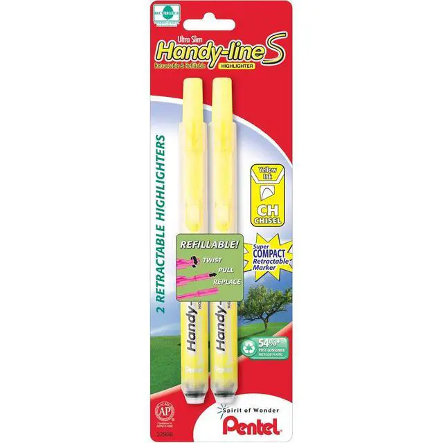 Alt view image 2 of 2 - Handy-Line S Retractable Highlighter, Chisel Tip, Yellow Ink, 2/ Pack (SXS15BP2G)