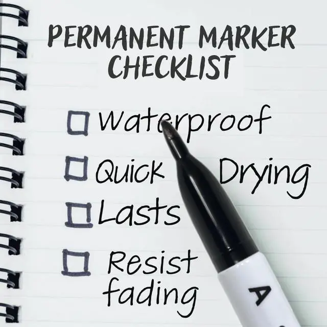Alt view image 3 of 4 - 10 Pack Black Permanent Felt Waterproof Markers, Fine Point, Fade Resistant, Writes on Plastic, Metal, Glass, and Stone.