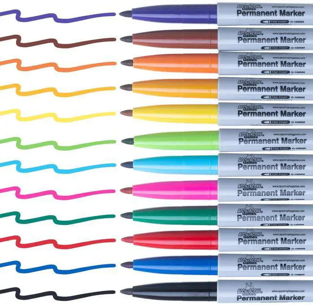 Main image of Fine Point Permanent Markers - Multicolor Pens, 12 Colors - School Supplies | Create clear, permanent marks with durable fine point colorful markers for home, school, or office