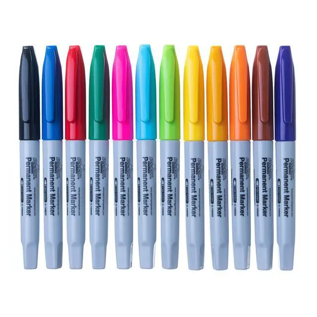Alt view image 2 of 3 - Fine Point Permanent Markers - Multicolor Pens, 12 Colors - School Supplies | Create clear, permanent marks with durable fine point colorful markers for home, school, or office