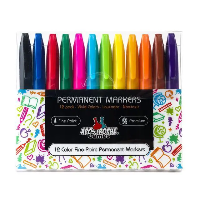 Alt view image 3 of 3 - Fine Point Permanent Markers - Multicolor Pens, 12 Colors - School Supplies | Create clear, permanent marks with durable fine point colorful markers for home, school, or office