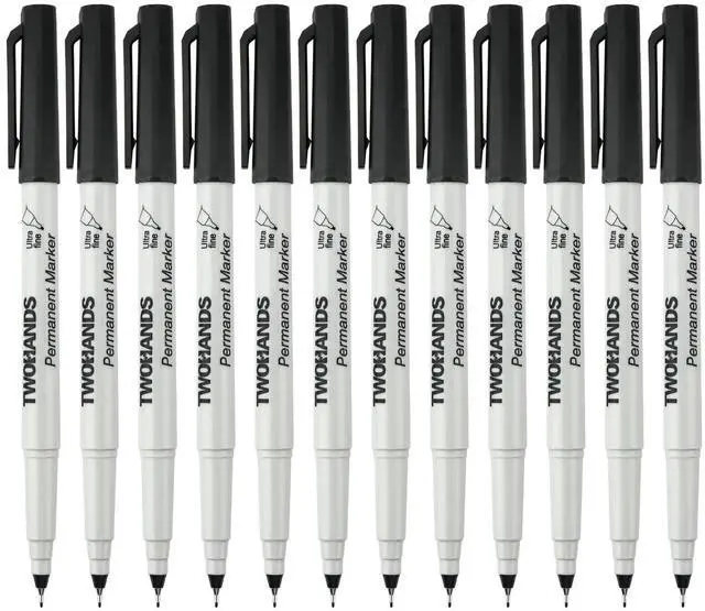 Main image of Permanent Markers Ultra Fine Tip Black,0.5mm,12 Count | Fine Point For Metal,Wood,Stones,Glass,21618