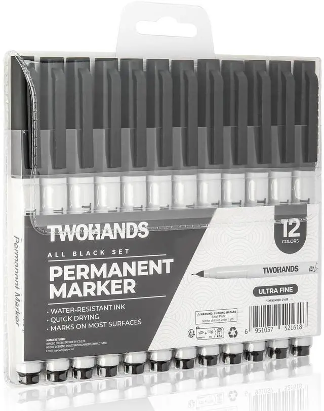 Alt view image 6 of 6 - Permanent Markers Ultra Fine Tip Black,0.5mm,12 Count | Fine Point For Metal,Wood,Stones,Glass,21618