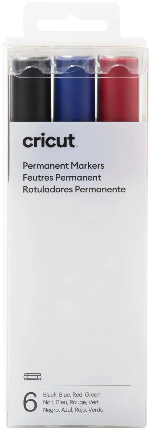 Main image of Permanent Markers 2.5 mm, Black/Blue/Red/Green (6 ct) - Compatible with Cricut Venture