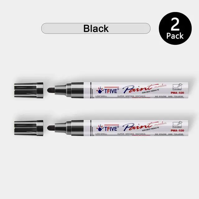 Alt view image 7 of 7 - Black Permanent Markers Paint Pens, 2 Pack Oil Based Paint Markers | Waterproof, Quick Dry, Never Fade, Medium Tip Marker Pens for Rock Painting, Wood, Metal, Plastic, Canvas, Glass, Rubber