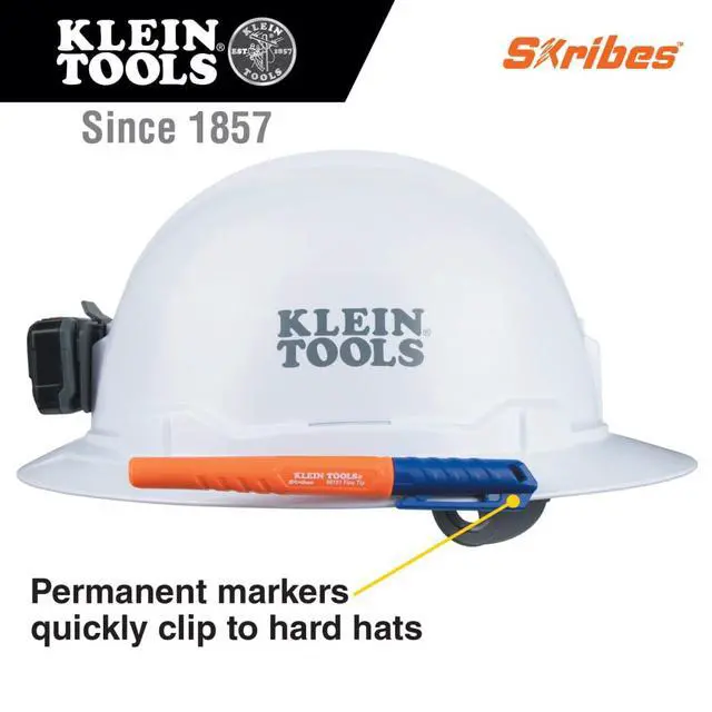 Alt view image 2 of 7 - 861914 Skribes Fine Tip Permanent Markers, Assorted Colors, Hard Hat Clip, Multi-Surface Jobsite Marker for Wet, Dry and Oily Surfaces, 4-Pack