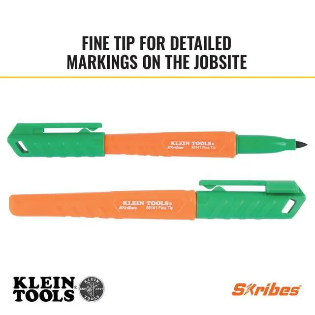 Alt view image 3 of 7 - 861914 Skribes Fine Tip Permanent Markers, Assorted Colors, Hard Hat Clip, Multi-Surface Jobsite Marker for Wet, Dry and Oily Surfaces, 4-Pack