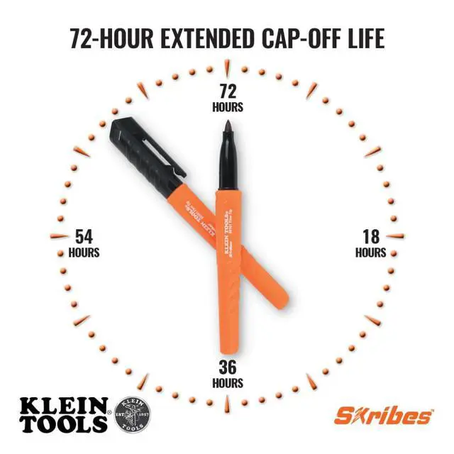 Alt view image 4 of 7 - 861914 Skribes Fine Tip Permanent Markers, Assorted Colors, Hard Hat Clip, Multi-Surface Jobsite Marker for Wet, Dry and Oily Surfaces, 4-Pack