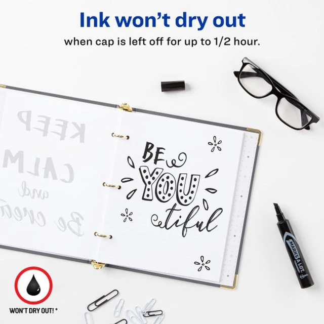 Alt view image 2 of 6 - Marks A Lot Permanent Markers, Regular Desk-Style Size, Chisel Tip, 2 Black Markers (07902)