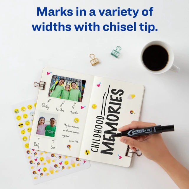 Alt view image 3 of 6 - Marks A Lot Permanent Markers, Regular Desk-Style Size, Chisel Tip, 2 Black Markers (07902)