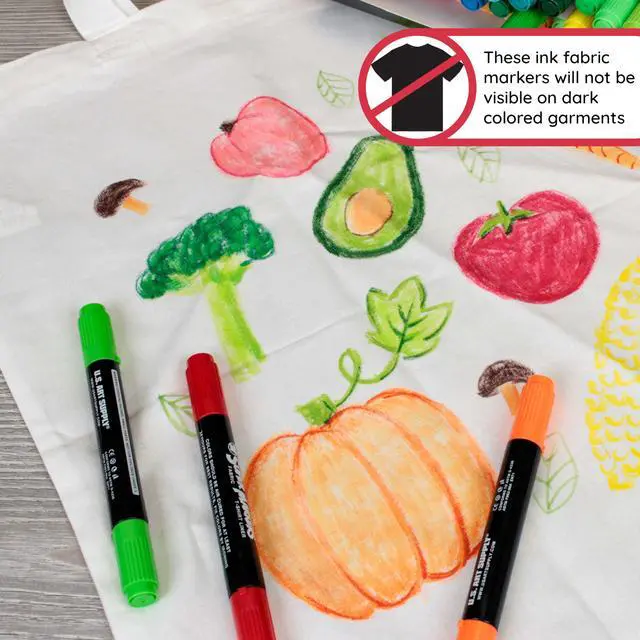Alt view image 6 of 7 - Super Markers 20 Vibrant Dual Tip Fabric Markers | Fine & Chisel Point Pens Fabric Marker Permanent for Clothes, T-Shirts - Permanent Ink Eye-Catching Vibrant & Bold Colors