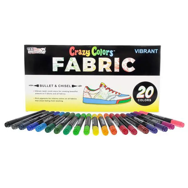 Alt view image 5 of 7 - Super Markers 20 Vibrant Dual Tip Fabric Markers | Fine & Chisel Point Pens Fabric Marker Permanent for Clothes, T-Shirts - Permanent Ink Eye-Catching Vibrant & Bold Colors