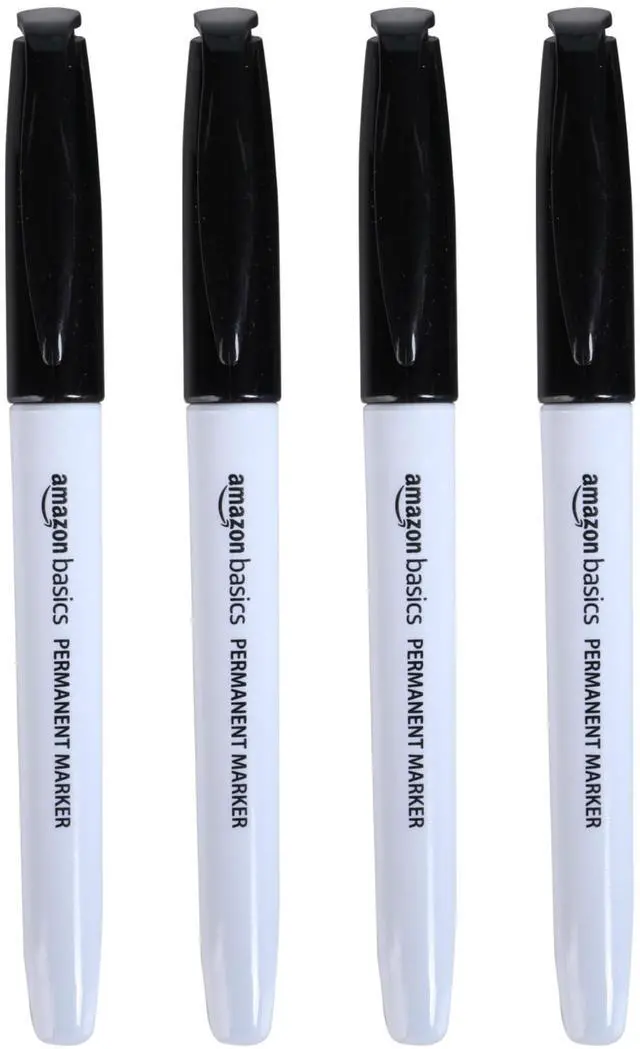 Main image of Fine Tip Point Permanent Markers for Office, School, and Home Use, Black, 4 Pack