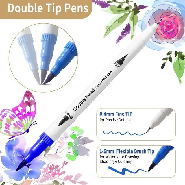 Alt view image 3 of 7 - 36 Art Markers for Adult Coloring Books, Art Supplies, DualTip | Fine & Watercolor Brush Pens for Lettering Drawing Journaling Calligraphy, Back-to-School Gifts for Teens Girls