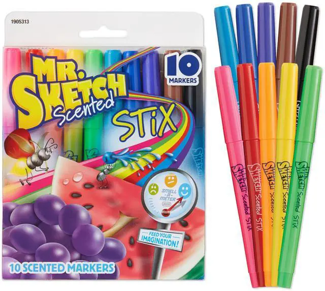 Main image of Scented Stix Markers, Fine Tip, 10 Count - Fun for Kids, Coloring, Spark Creativity, Arts & Crafts
