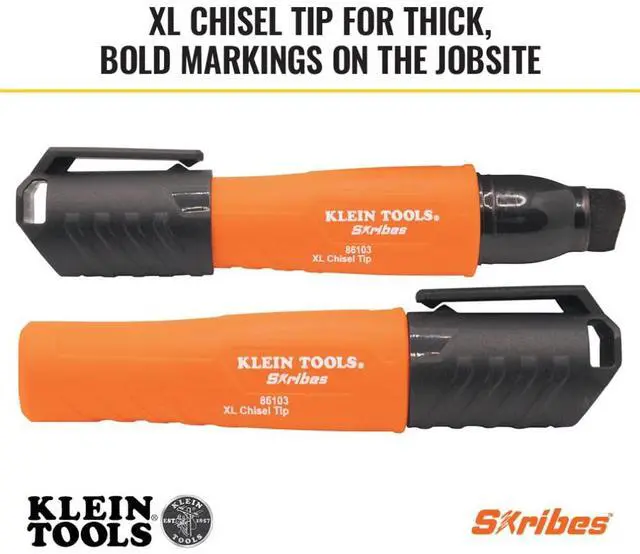 Alt view image 2 of 7 - 86103 Skribes XL Permanent Marker, Chisel Tip, Professional-Grade Ink, Multi-Surface Jobsite Marker for Wet, Dry and Oily Surfaces, Black