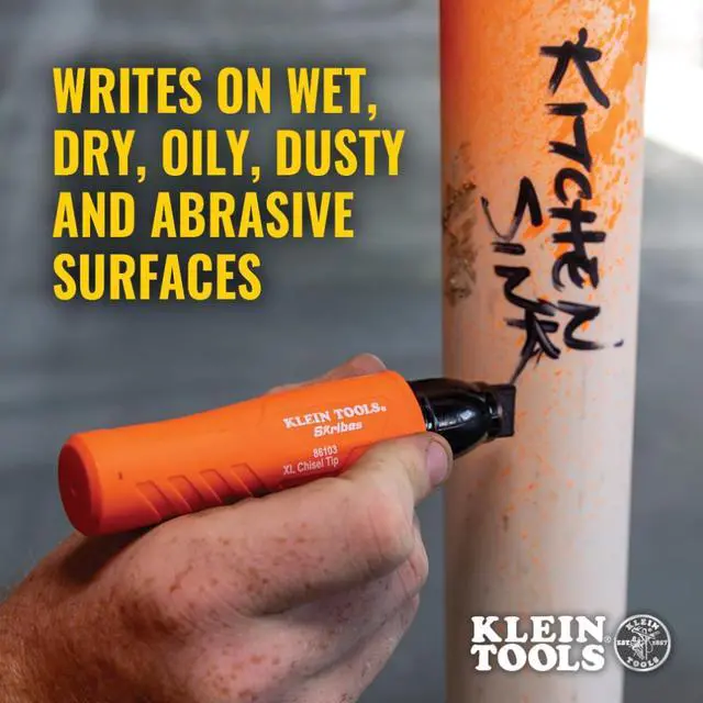 Alt view image 3 of 7 - 86103 Skribes XL Permanent Marker, Chisel Tip, Professional-Grade Ink, Multi-Surface Jobsite Marker for Wet, Dry and Oily Surfaces, Black