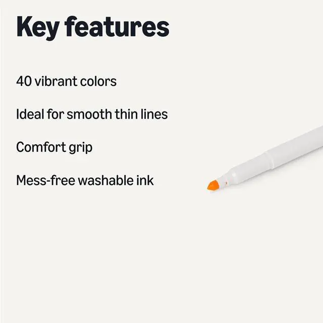 Alt view image 2 of 5 - Super Tip Washable Markers, 40 Vibrant Colors, Multicolored