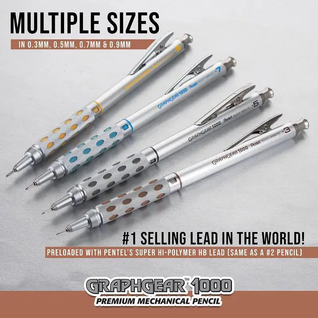 Alt view image 6 of 7 - GraphGear 1000 Automatic Drafting Pencil (0.3mm), Black Accents, 1 Each (PG1013G)