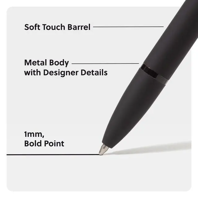 Alt view image 3 of 7 - Ballpoint Pens, 2 Pack, Bold 1.0 mm Point Black Ink, Black