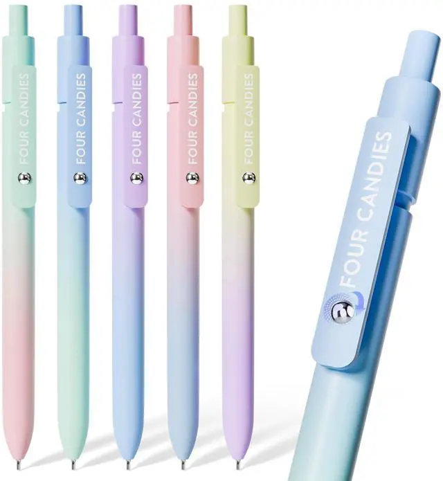 Main image of Gel Pens, 5 Pcs 0.7mm Fine Point Quick Dry Black Ink Pen | Smooth Writing Gel Pens for Journaling, Note Taking, Nurse Aesthetic, Cute Office School Supplie(Gradient)