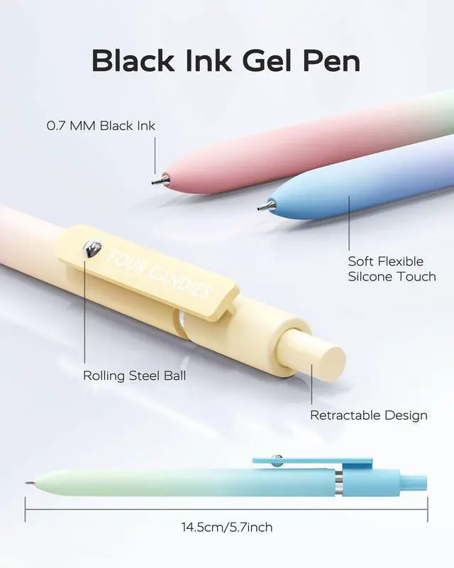 Alt view image 3 of 7 - Gel Pens, 5 Pcs 0.7mm Fine Point Quick Dry Black Ink Pen | Smooth Writing Gel Pens for Journaling, Note Taking, Nurse Aesthetic, Cute Office School Supplie(Gradient)
